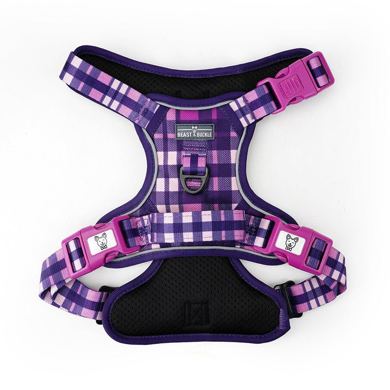 Purple Plaid No Pull Harness Bundle - Beast & Buckle