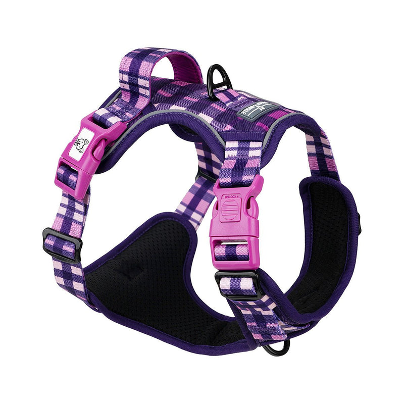 Purple Plaid No Pull Harness Bundle - Beast & Buckle
