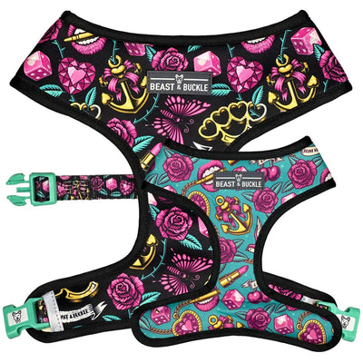 Girly Tattoo Reversible Dog Harness 2.0 - Beast & Buckle