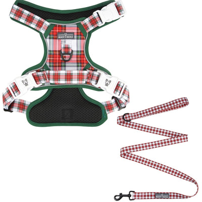 Christmas Plaid No Pull & Leash Bundle - Beast & Buckle