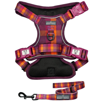 Cozy Plaid No Pull Harness Bundle - Beast & Buckle