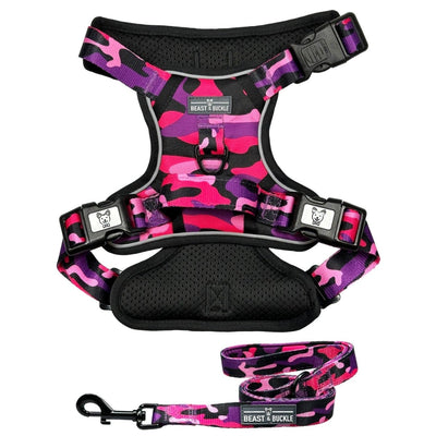 Cute Camo No Pull Harness Bundle - Beast & Buckle