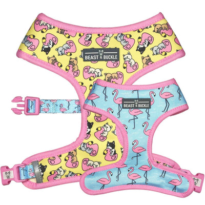 Frenchie Flamingo Reversible Dog Harness 2.0 - Beast & Buckle