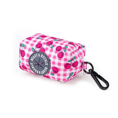 Pink Cherry Gingham Poop Bag Holder - Beast & Buckle