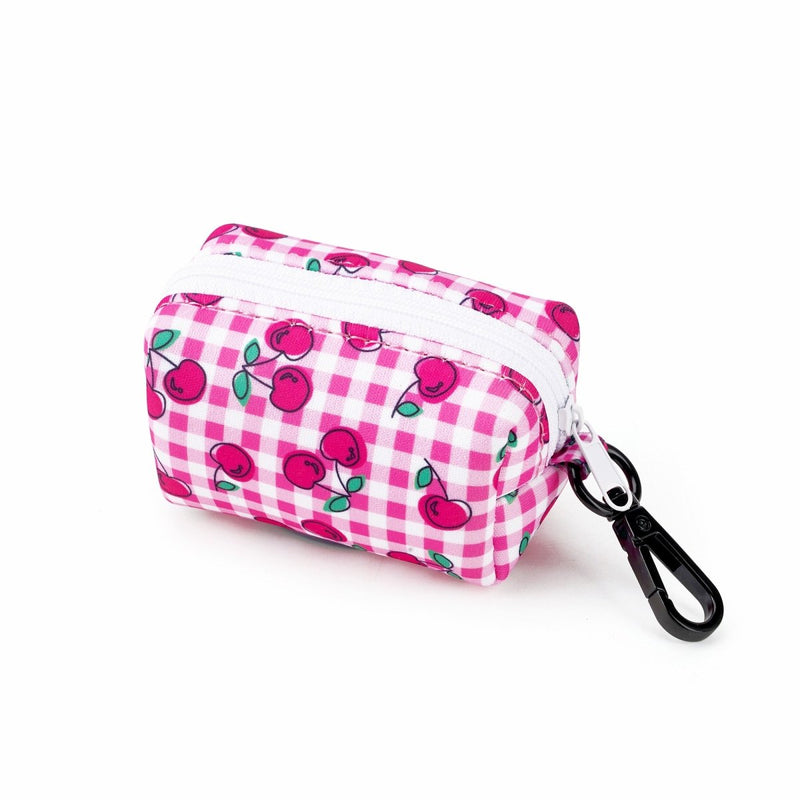 Pink Cherry Gingham Poop Bag Holder - Beast & Buckle