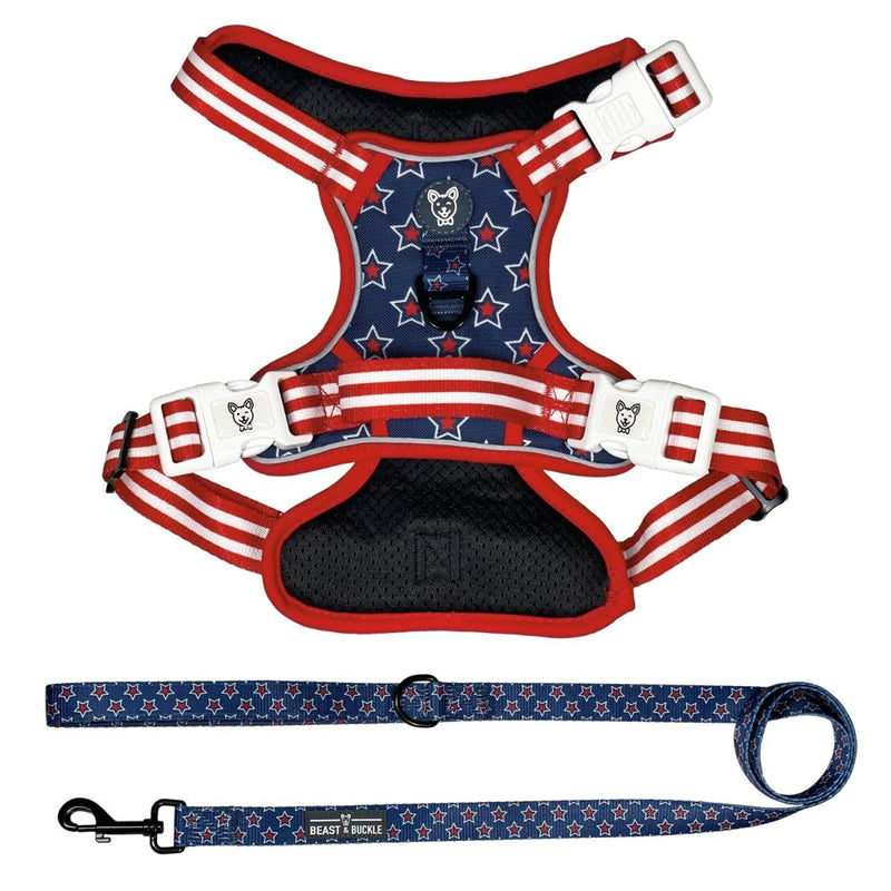 Stars & Stripes No Pull Harness Bundle - Beast & Buckle