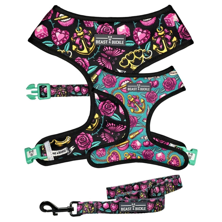 Girly Tattoo Harness Leash Set